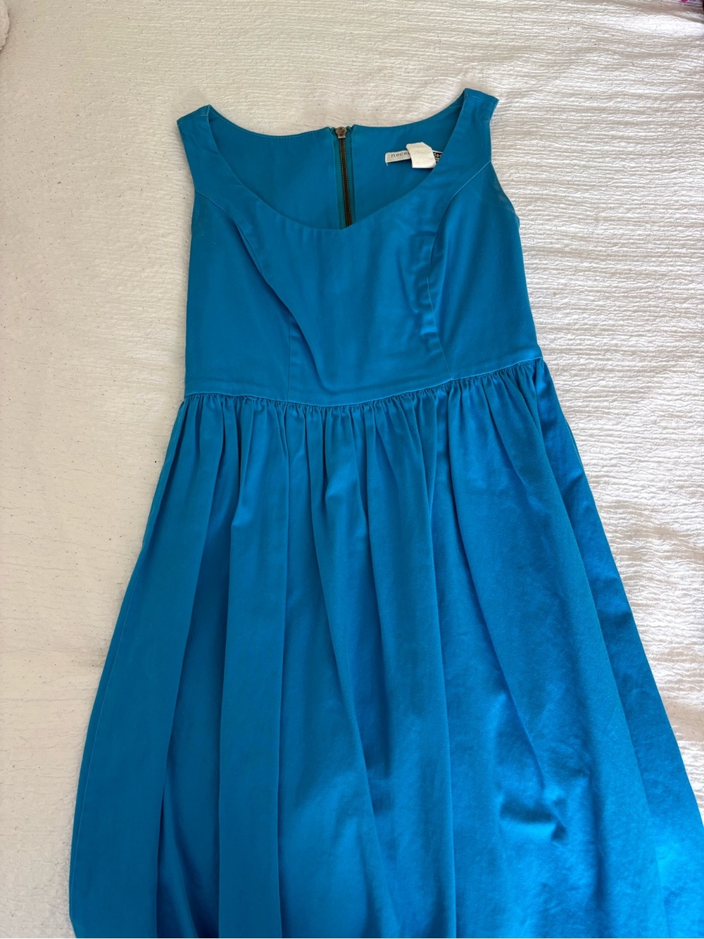 Necessary Objects Teal Sleeveless Fit-and-Flare Dress
